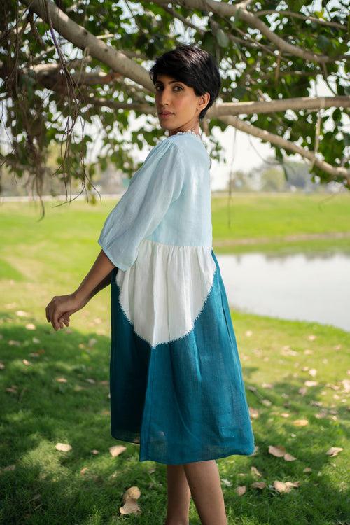 Blue Color Block Dress