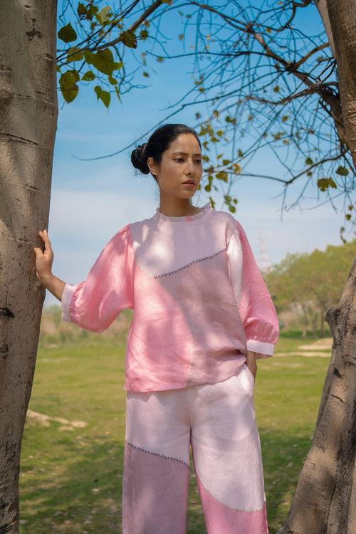 Pink Color Block Top