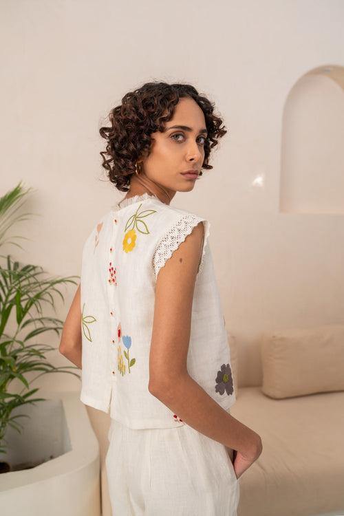 IVORY EMBROIDERED SHIRT
