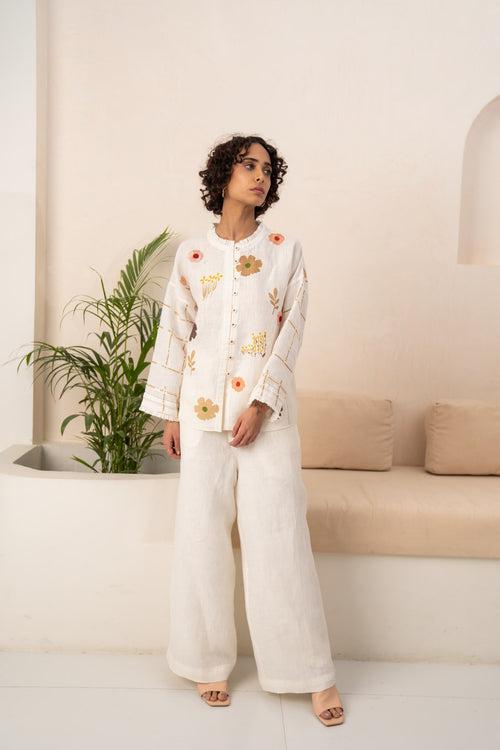 IVORY LINEN SHIRT + SOLID LINEN PANTS