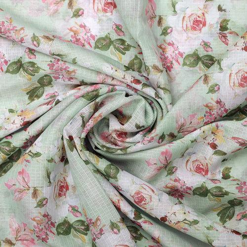 Gorgeous Kota Doria Floral Fabric Material for Making Classy Outfits