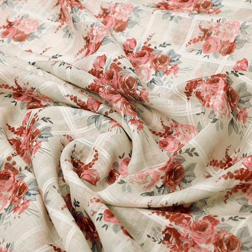 Gorgeous Floral Printed Linen Fabric Material