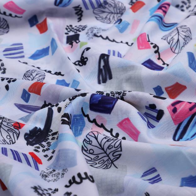 Quirky Hand Drawn Abstract Print Linen Fabric