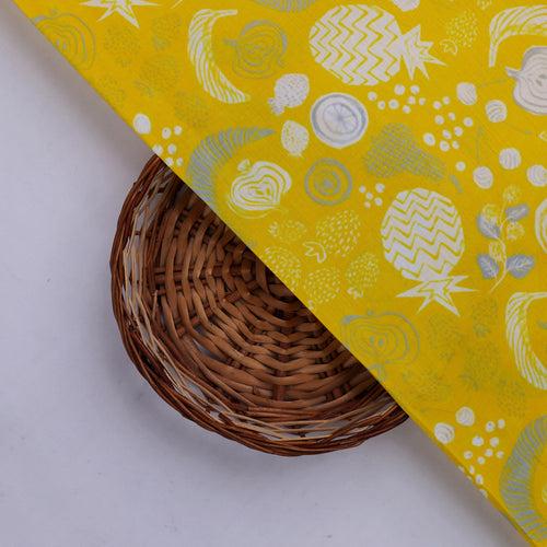 Quirky Fruits and Shapes Printed Muslin Fabric