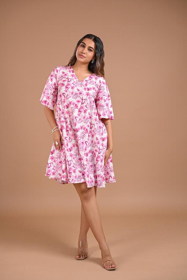 Floral Printed A-Line Short Dress