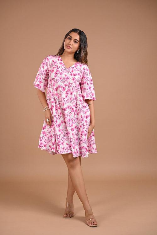 Floral Printed A-Line Short Dress