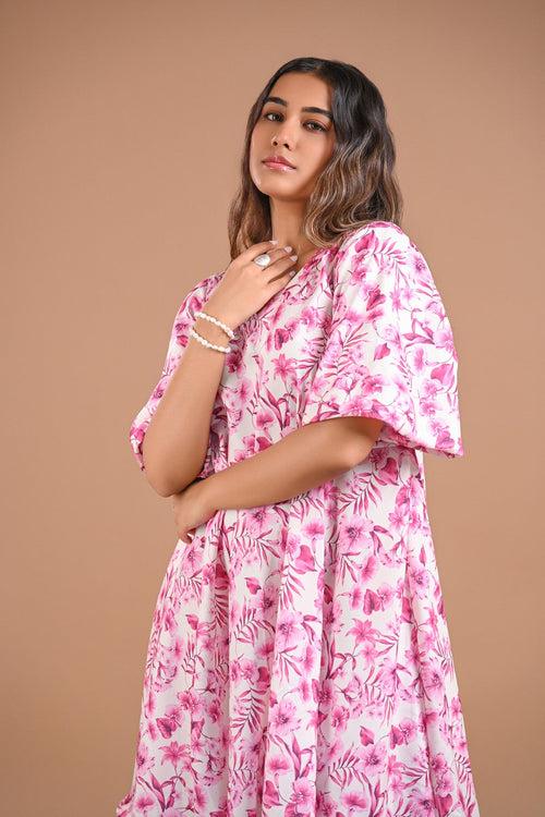 Floral Printed A-Line Short Dress