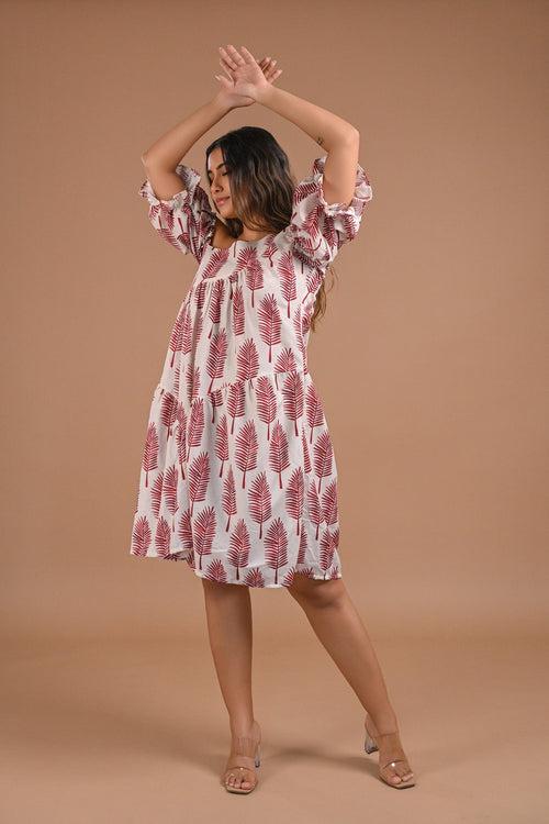 Off-Shoulder Tiered Printed Midi Dress