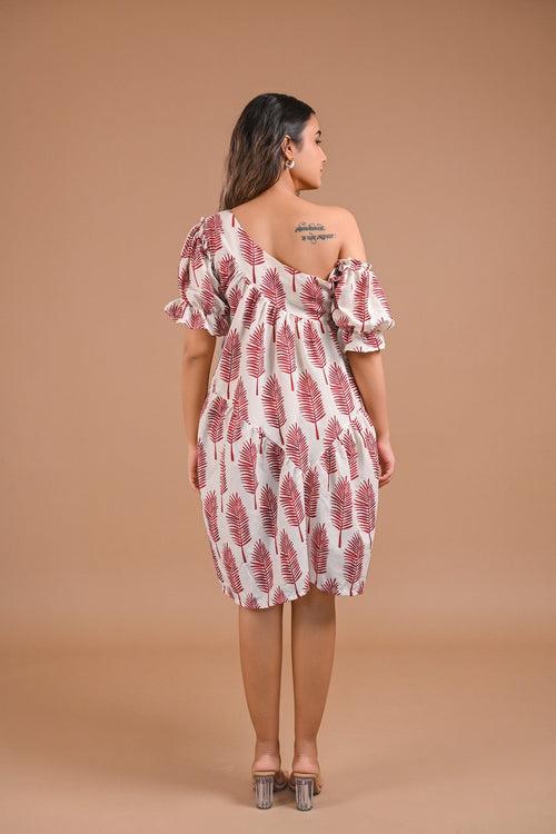 Off-Shoulder Tiered Printed Midi Dress