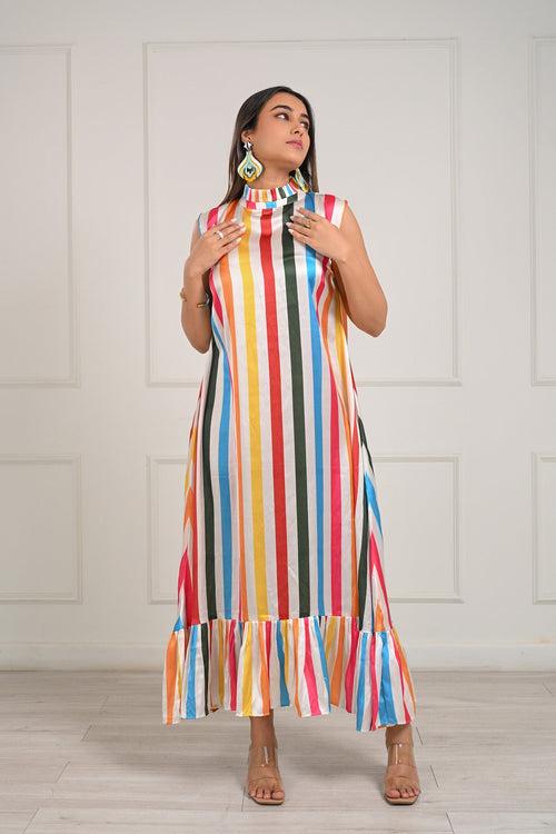 Rainbow Striped Maxi Dress