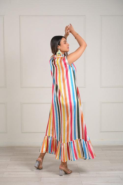 Rainbow Striped Maxi Dress