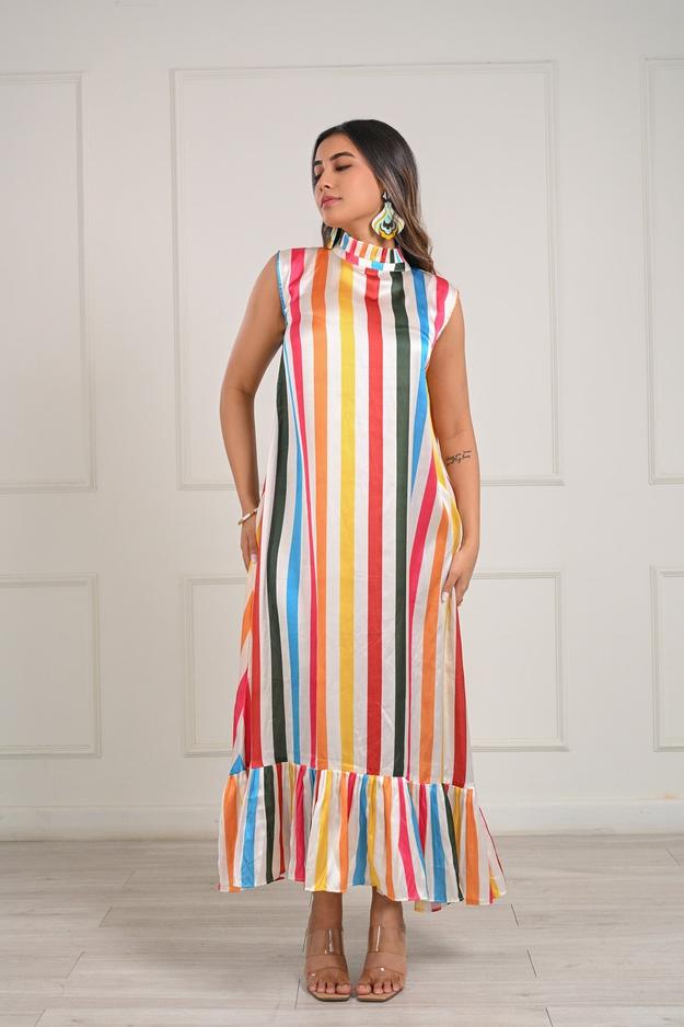 Rainbow Striped Maxi Dress