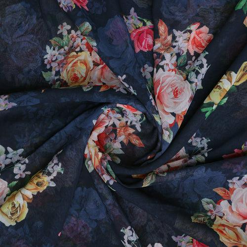 Gorgeous floral print digital printed fabric in weightless fabric