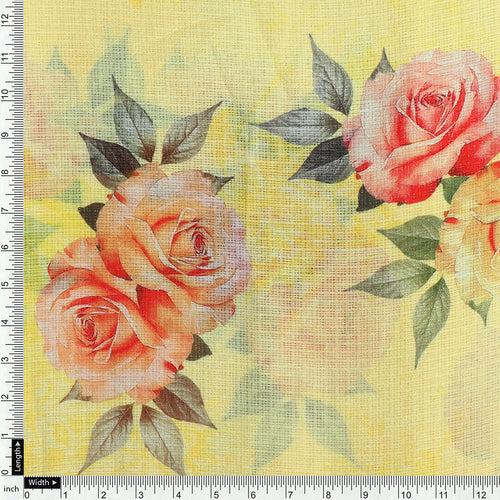 Gorgeous floral printed kota doria fabric from FAB VOGUE Studio