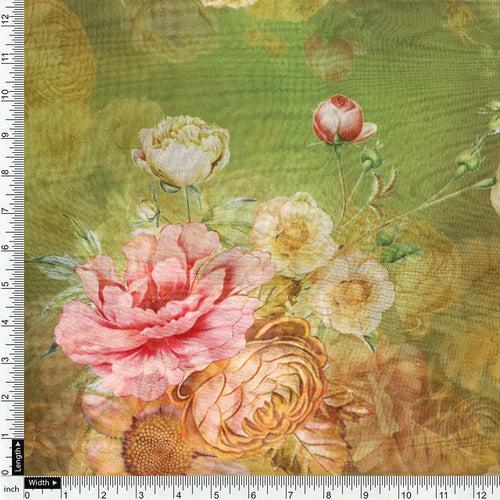 Gorgeous floral digital printed organza fabric by FAB VOGUE Studio