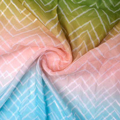Seamless Multicolours Zigzag Digital Printed Fabric