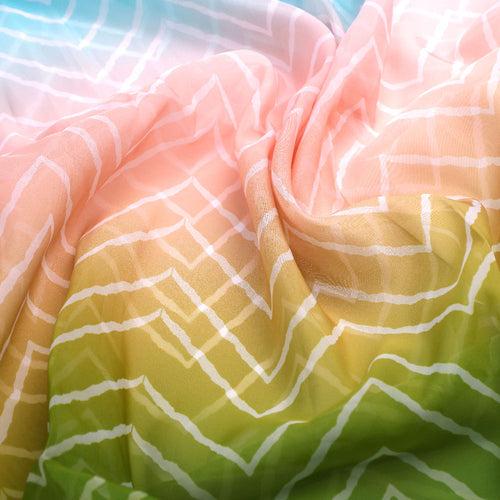 Seamless Multicolours Zigzag Digital Printed Fabric