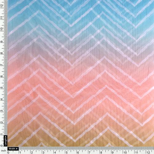 Seamless Multicolours Zigzag Digital Printed Fabric