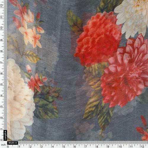 Floral Chiffon Digital Printed Fabric by FAB VOGUE Studio