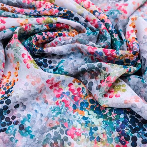 Gorgeous multicolored decorative digital printed fabric in Georgette