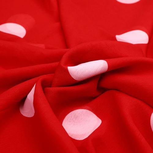 Georgette Digital Printed Polka Dot Fabric in Red by FAB VOGUE Studio