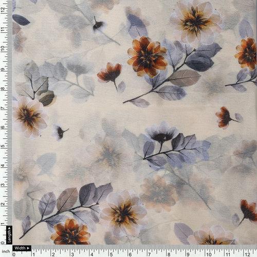 Gorgeous floral and leaves digital printed Georgette fabric from FAB VOGUE Studio