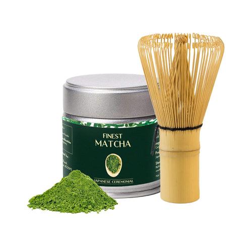 Ceremonial Matcha Green Tea, 30g + Bamboo Whisk