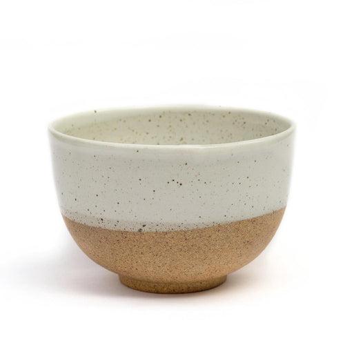 White Glaze Dipped Matcha Bowl