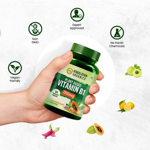 Himalayan Organics Plant-Based Vitamin B1 | Rich in Antioxidants | Supports Memory And Energy (120 Capsules)