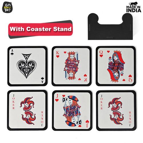 Square Coaster Set of 6 with Proper Coaster Stand | Designer Coaster Set fit for Tea Cups, Coffee Mugs and Glasses