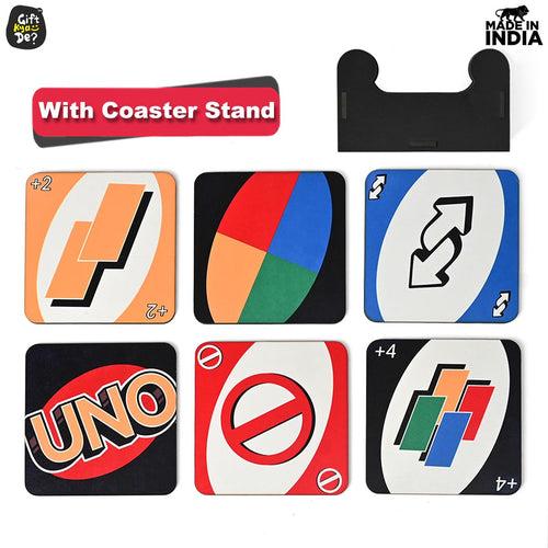 Square Coaster Set of 6 with Proper Coaster Stand | Designer Coaster Set fit for Tea Cups, Coffee Mugs and Glasses