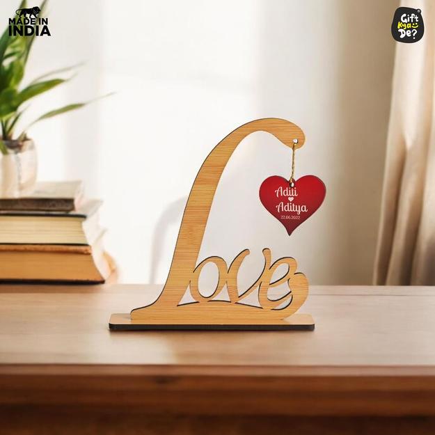 Personalized Heart-Shaped Wooden Love Sign Gift | Custom Couple Names and Date | Gift for Anniversary, Valentine's Day