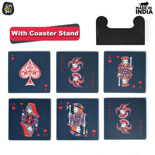 Square Coaster Set of 6 with Proper Coaster Stand | Designer Coaster Set fit for Tea Cups, Coffee Mugs and Glasses