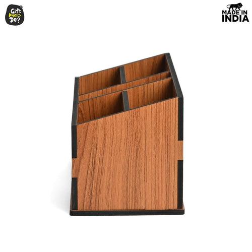 Wooden Remote Stand with 5 Sections | Remote Holder for TV and AC | Stationary Organizer | Ideal for Home and Office