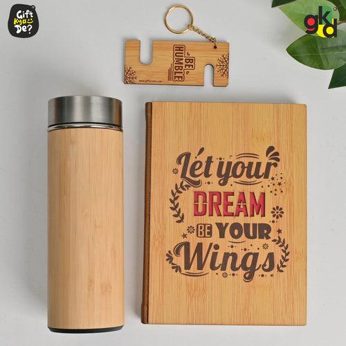 Diary, Bamboo Bottle, and Key Chain | Eco-Friendly New Year Gift Hamper | Perfect For Corporate Gift