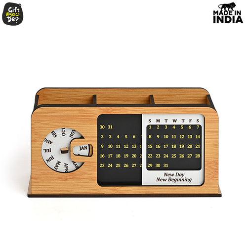 Retro Radio Look Calendar Desk Organizer | Lifetime Calendar | Desk Accessories