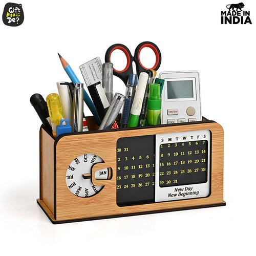 Retro Radio Look Calendar Desk Organizer | Lifetime Calendar | Desk Accessories