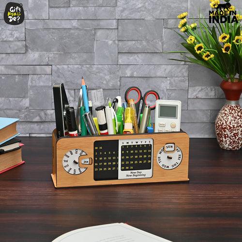 Retro Radio Look Calendar Desk Organizer | Lifetime Calendar | Desk Accessories