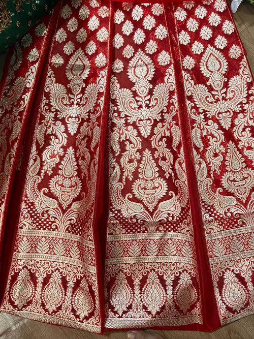 Red Banarasi Organza Silk Lehenga: Timeless Elegance