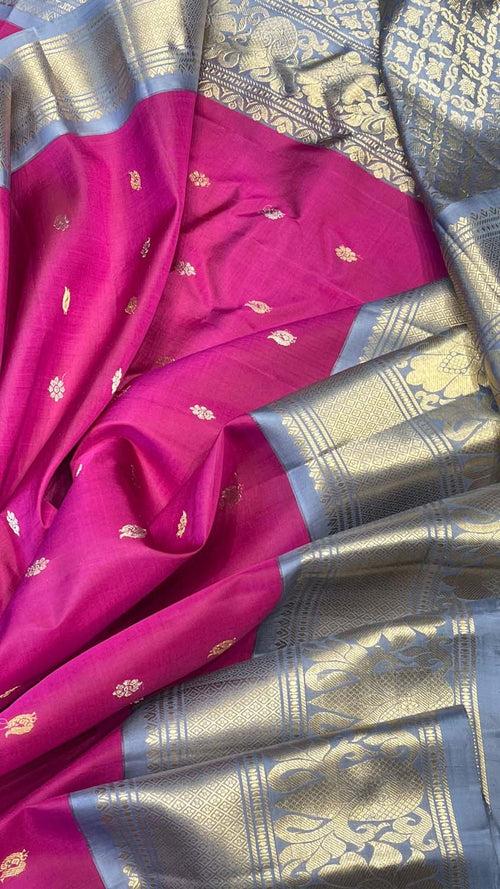 Pink Gadwal Handloom Pure Silk Saree