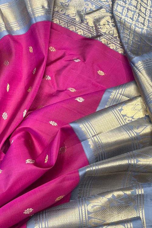 Pink Gadwal Handloom Pure Silk Saree