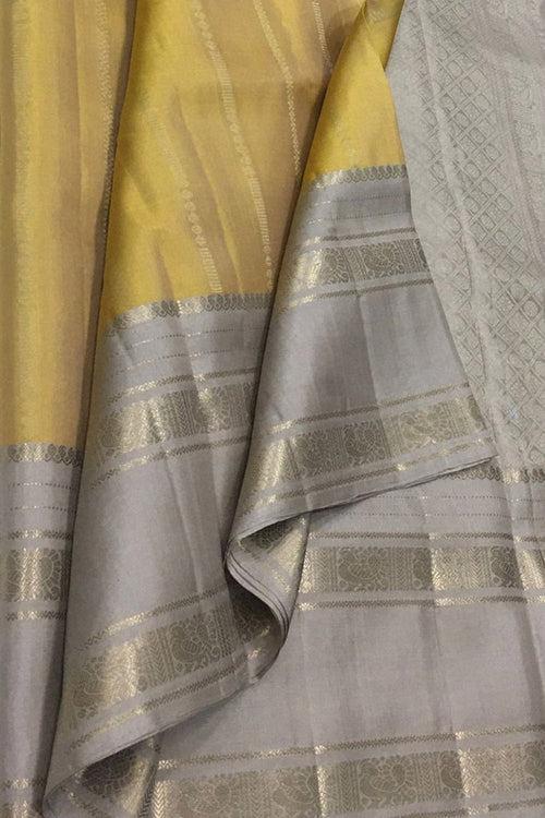 Yellow Handloom Kanjeevaram Pure Silk Saree - Elegant and Timeless