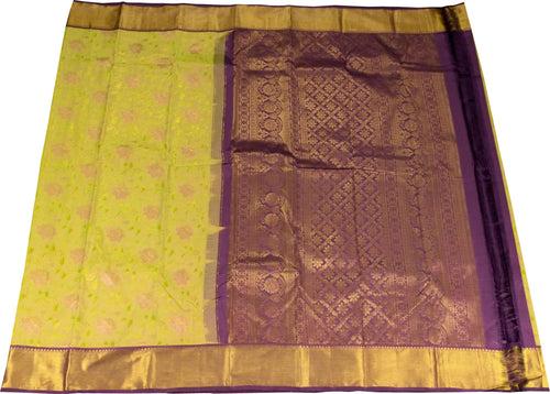 Yellow Kanjeevaram Handloom Pure Silk Saree - Elegant and Luxurious