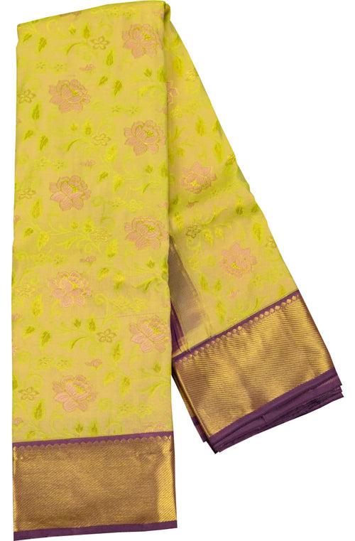 Yellow Kanjeevaram Handloom Pure Silk Saree - Elegant and Luxurious