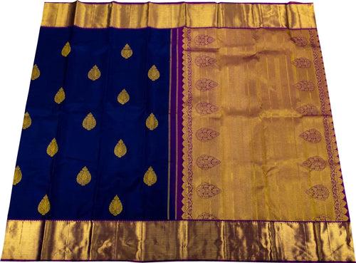 Royal Blue Kanjeevaram Silk Saree - Handloom Pure Elegance