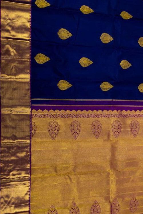 Royal Blue Kanjeevaram Silk Saree - Handloom Pure Elegance