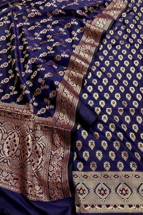 Elegant Blue Banarasi Silk Suit Set