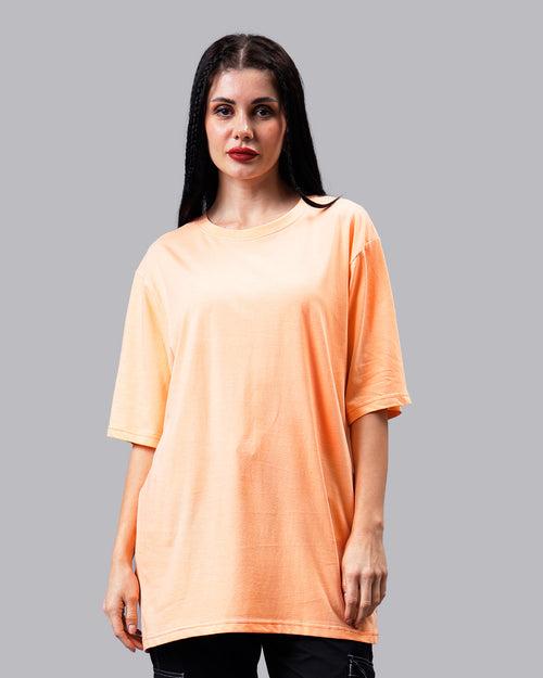 Peach Solid Oversized Women Tshirt