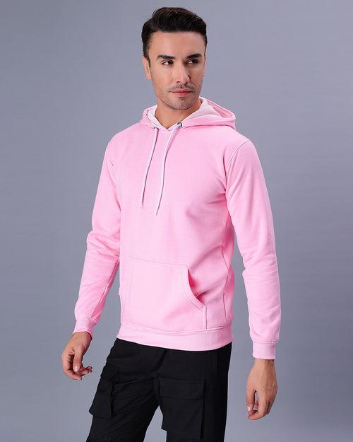 Pink Solid Men's Hoodie