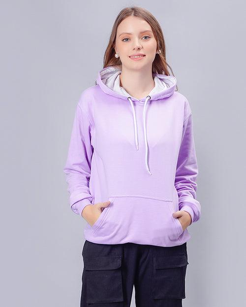 Lavender Solid Women Hoodie